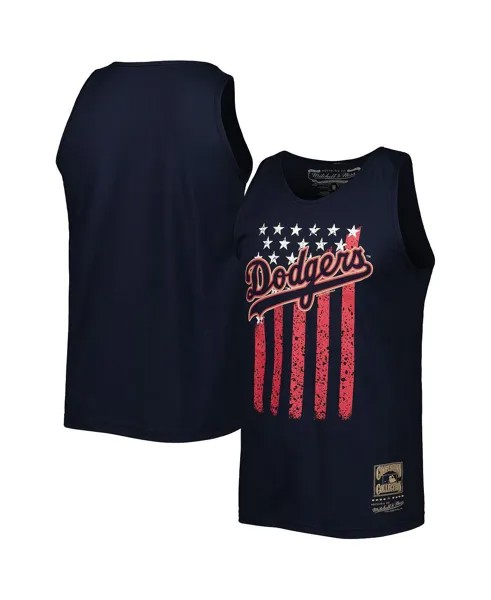 Мужская темно-синяя майка los angeles dodgers cooperstown collection stars and stripes Mitchell & Ness, синий