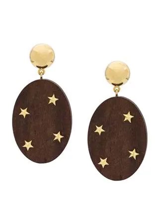 Eshvi star embellished wooden drop earrings