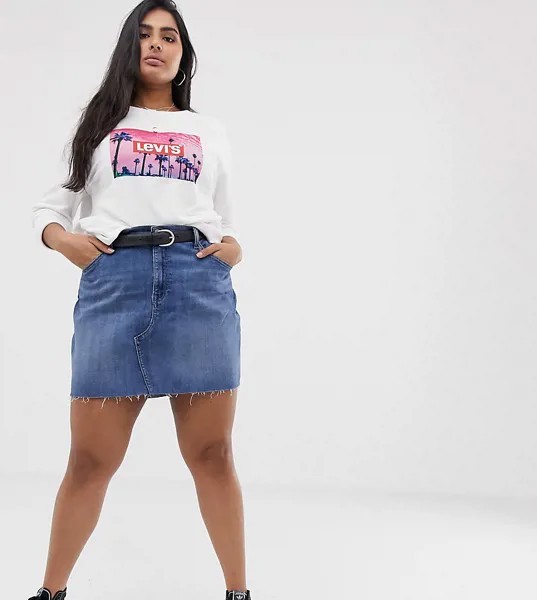 Джинсовая юбка с необработанным краем Levi's Plus-Синий