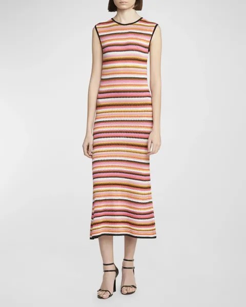 Трикотажное платье миди без рукавов в ромбовидную полоску Missoni, цвет Sm9Gibase Rose Mult