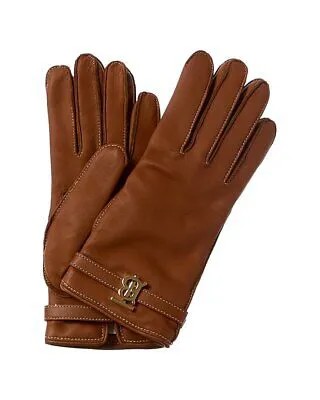 Burberry Женские кожаные перчатки с монограммой, коричневые, L