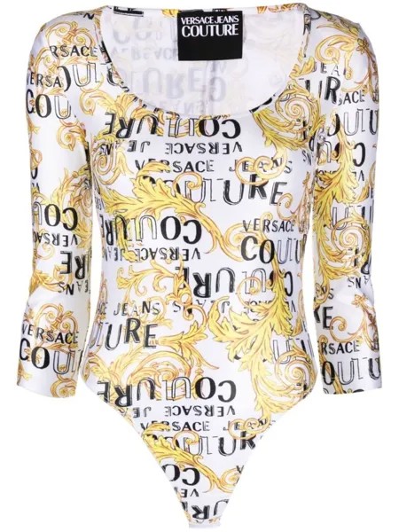 Versace Jeans Couture боди с длинными рукавами и логотипом, белый
