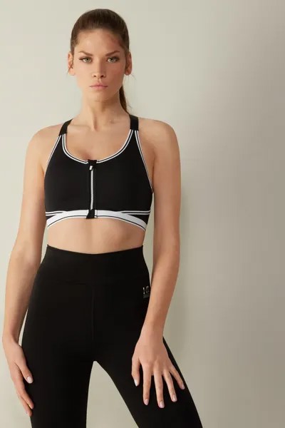 Спортивный бюстгальтер с высокой поддержкой Intimissimi, черный меланж