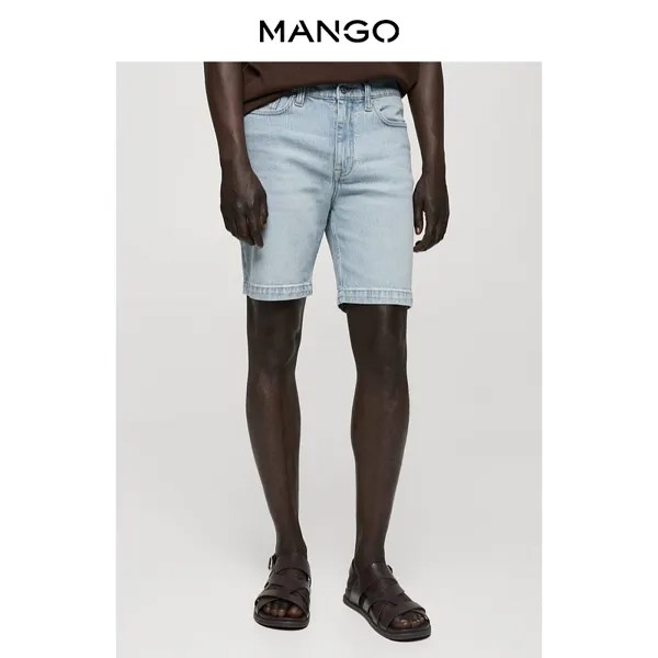 Мужские шорты Mango прямые джинсовые, синий