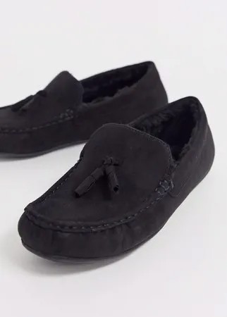 Черные слиперы с подкладкой из искусственного меха ASOS DESIGN-Серый
