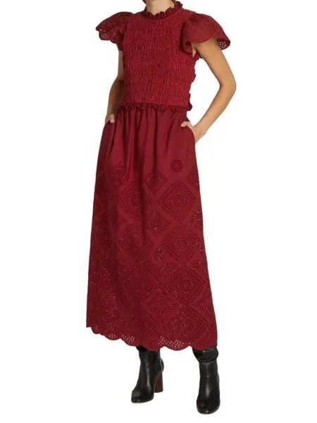 Присборенное платье миди с люверсами vienne Sea Red