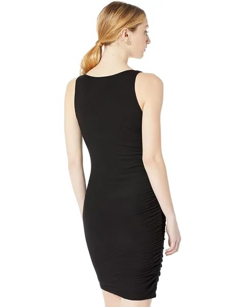 Платье MONROW Rib Square Neck Mini Dress, черный