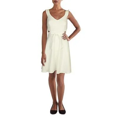Женское белое мини-платье трапециевидной формы с v-образным вырезом Hutch XS BHFO 1001