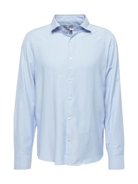 Рубашка на пуговицах стандартного кроя BURTON MENSWEAR LONDON, светло-синий