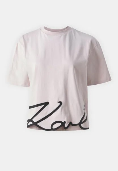 Футболка с принтом Signature KARL LAGERFELD, роза дымчатая