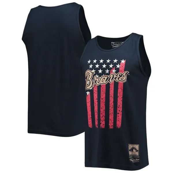 Мужская темно-синяя майка Mitchell & Ness Atlanta Braves Cooperstown Collection Stars and Stripes