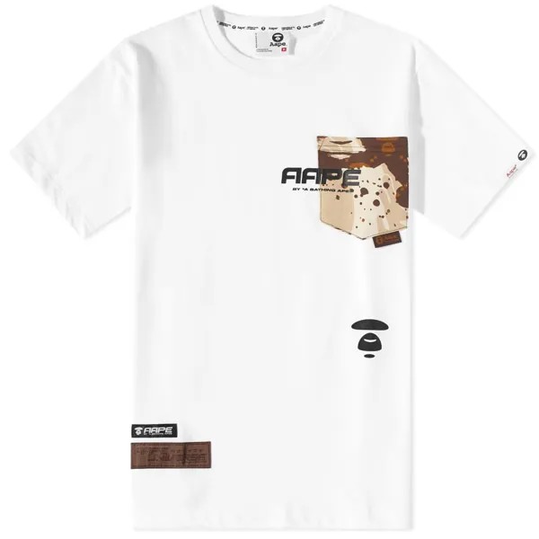 Футболка с карманами и камуфляжным принтом AAPE Dope, белый