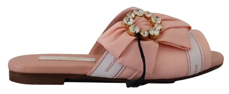 DOLCE - GABBANA Обувь Детские туфли на плоской подошве Розово-белые шлепанцы с кристаллами EU28/US11 520 долларов США