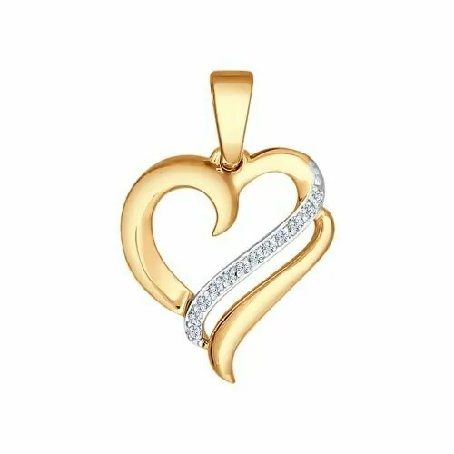 Подвеска GOLD CENTER, красное золото, 585 проба, фианит