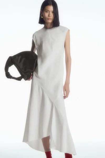 Асимметричное платье макси с драпировкой Cos, белый
