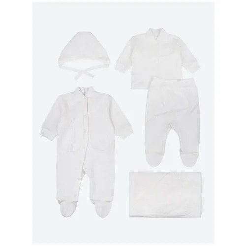 Комплект одежды  LEO, кофта и комбинезон и ползунки и шапка и одеяло, нарядный стиль, застежка под подгузник, размер 68, белый