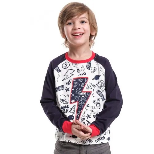 Лонгслив для мальчиков Mini Maxi, модель 6784, цвет белый/синий, размер 116