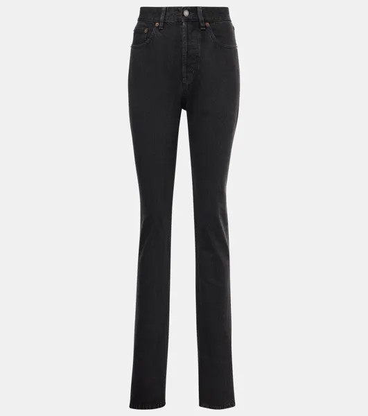 Узкие джинсы с высокой посадкой Saint Laurent, цвет black rock
