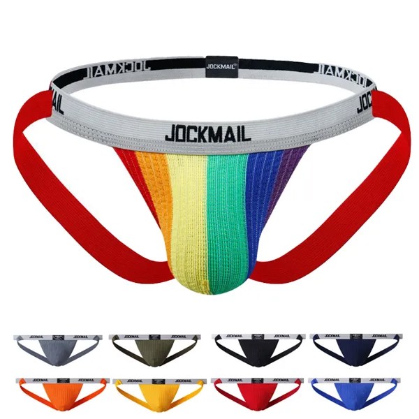 Трусы-танга JOCKMAIL мужские хлопковые, пикантное нижнее белье для геев, радужные романтичные микро стринги без цензуры, 4 шт.