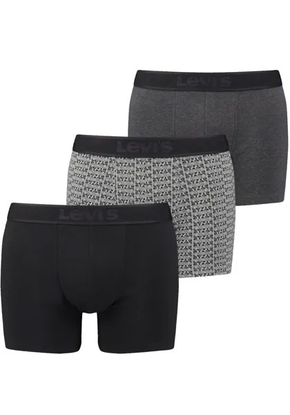 Боксеры Levi's (3 шт. в упаковке) с широким поясом с логотипом, цвет Black Grey Combo