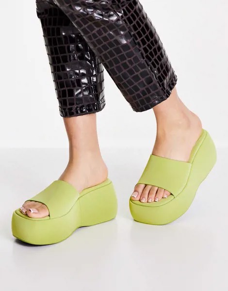 Зеленые мюли на массивной платформе Topshop Wren-Зеленый цвет