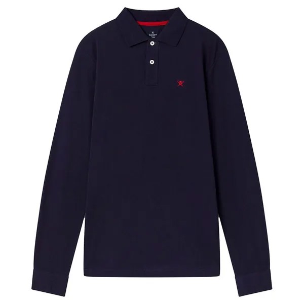 Поло с длинным рукавом Hackett Slim Fit Logo, синий