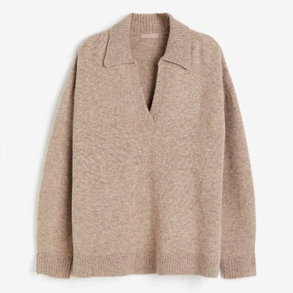 Свитер H&M Long Polo, бежевый