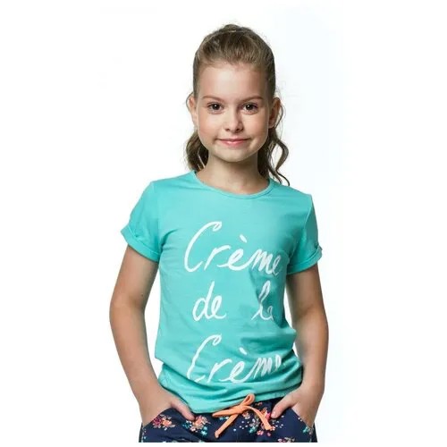 Футболка Mini Maxi, хлопок, размер 122, бирюзовый
