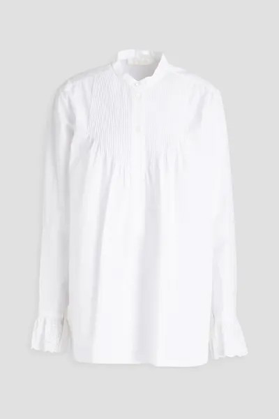 Блузка из хлопкового поплина с защипами CHLOÉ, белый