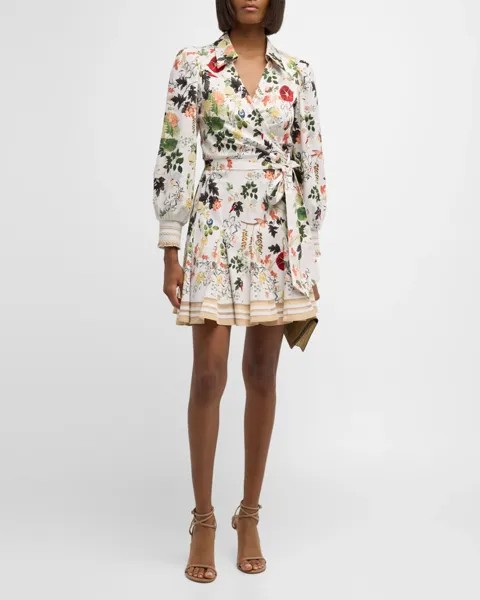 Мини-платье-рубашка Alisa с запахом и годе Alice + Olivia, цвет Blush Kiss Vanilla