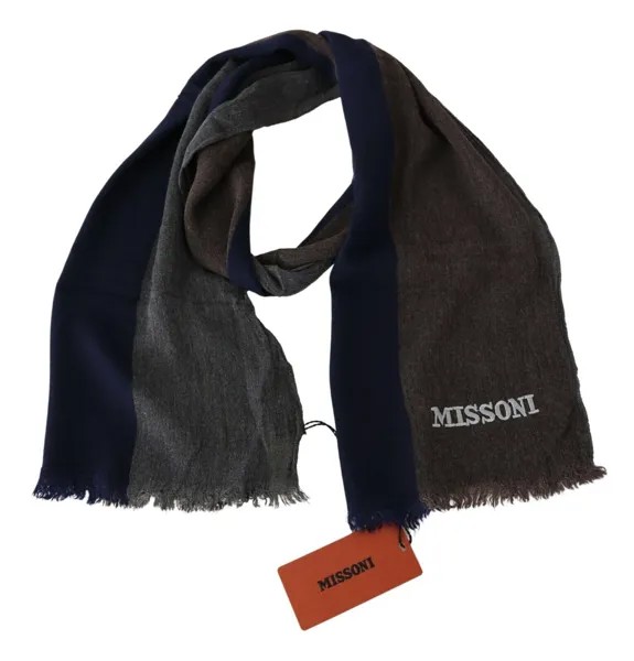 Шарф MISSONI, шерстяной шарф унисекс в разноцветную полоску с бахромой и логотипом 160см x 37см $340