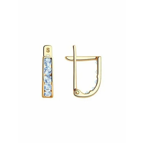 Серьги The Jeweller, красное золото, 375 проба, фианит, голубой