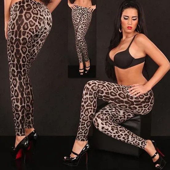 Женская мода Сексуальный Slim Fit Эластичный леопардовый принт Колготки Брюки Леггинсы