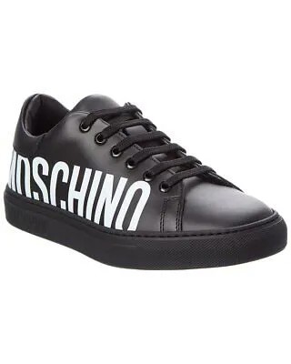 Женские кожаные кроссовки с логотипом Moschino