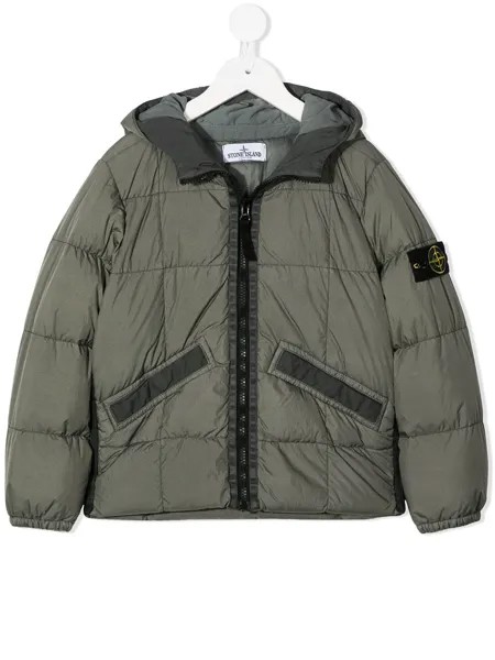 Stone Island Junior пуховик с нашивкой-логотипом