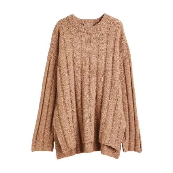 Свитер H&M Oversized Rib-knit, бежевый