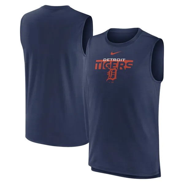 Мужская темно-синяя майка Nike Detroit Tigers Knockout Stack Exceed Muscle Tank