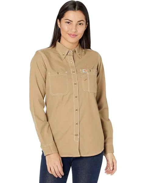 Рубашка Carhartt Flame-Resistant Force Relaxed Fit Long Sleeve, цвет Dark Khaki