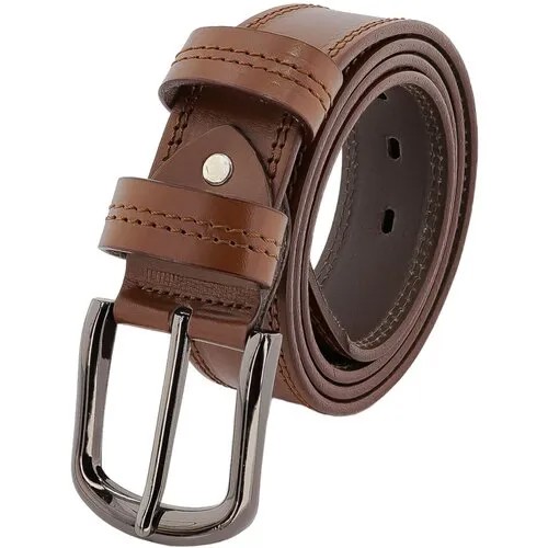 Ремень PREMIUM BELT, натуральная кожа, металл, подарочная упаковка, для мужчин, длина 120 см., коричневый