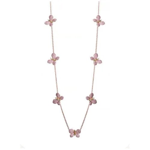 Колье из серебра 925 пробы с перидотами и сапфирами NX_290_KL_PS_PD_PINK ELEMENT47, длина 90 см.