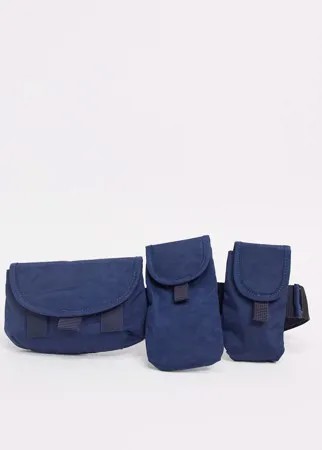Темно-синяя сумка-кошелек через плечо с карманами ASOS DESIGN-Синий