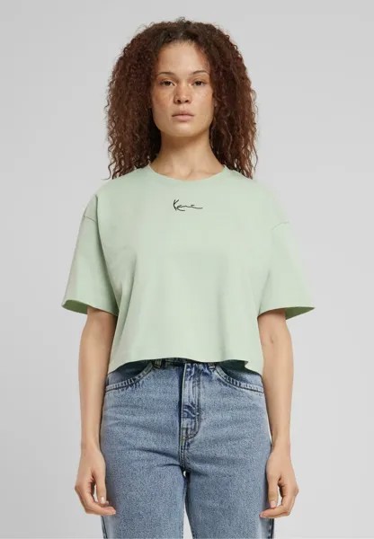 Футболка с принтом SMALL SIGNATURE ESSENTIAL CROP TEE Karl Kani, цвет light mint