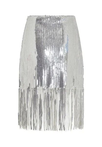 Юбка-карандаш VIMAJLA SEQUINS FRINGE SKIRT VILA, серебристый