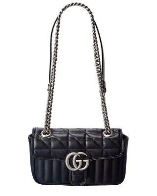 Женская кожаная сумка через плечо Gucci Gg Marmont Mini Matelasse, черная