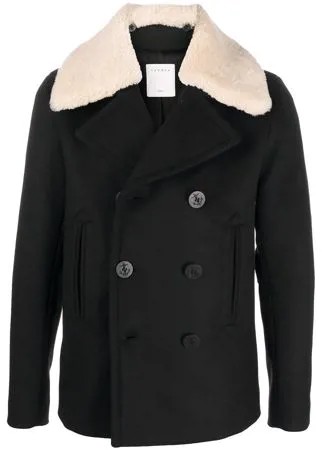 Sandro Paris двубортное пальто с контрастным воротником