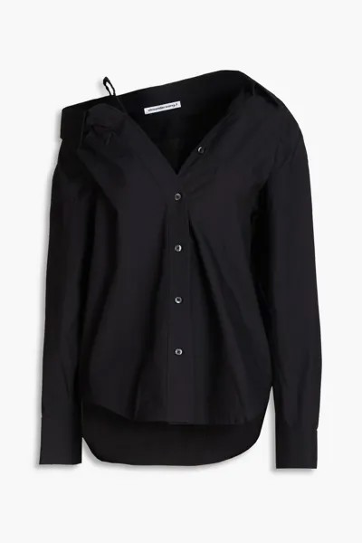 Рубашка на одно плечо из хлопкового поплина Alexanderwang.T, черный