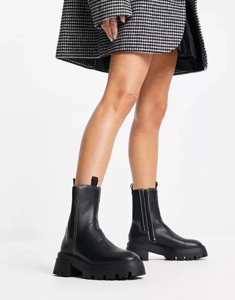 Черные ботинки River Island с эластичной спинкой и толстой подошвой