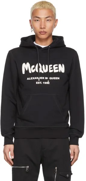 Худи черного цвета с логотипом в виде граффити Alexander McQueen