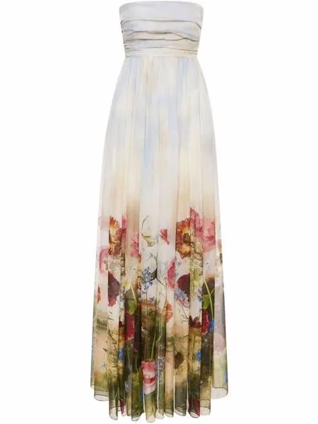 Oscar de la Renta шифоновое вечернее платье с цветочным принтом