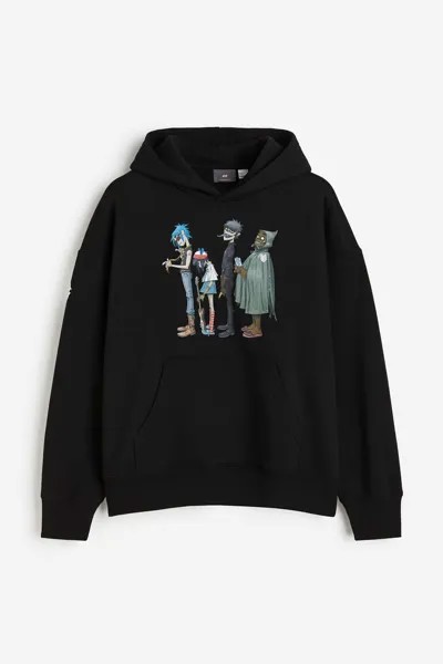 Толстовка оверсайз с принтом H&M, черный